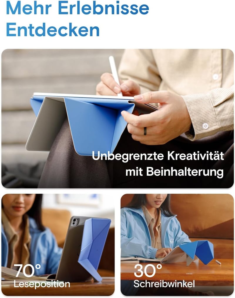 MOFT Dynamic Folio 13 hüvelyk iPad Air M4/M3/M2 mágneses tok állvánnyal, 20+ nézési szög, Jet Black