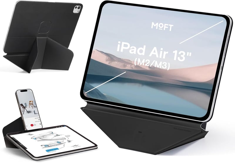 MOFT Dynamic Folio 13 hüvelyk iPad Air M4/M3/M2 mágneses tok állvánnyal, 20+ nézési szög, Jet Black