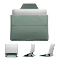 MOFT Puzdro a stojan na notebook 13 – 14 palcov, vegánska koža, rozšíriteľný úložný priestor, 2 uhly sklonu, kompatibilné s MacBook Air/Pro 13 – 14, zelená (Tidal Green) 1