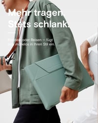 MOFT Puzdro a stojan na notebook 13 – 14 palcov, vegánska koža, rozšíriteľný úložný priestor, 2 uhly sklonu, kompatibilné s MacBook Air/Pro 13 – 14, zelená (Tidal Green) 5