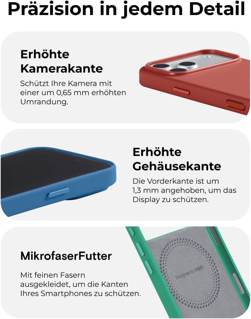 MOFT MOVAS iPhone 17 Pro Max mágneses tok, vegán bőr, puha tapintás, foltálló