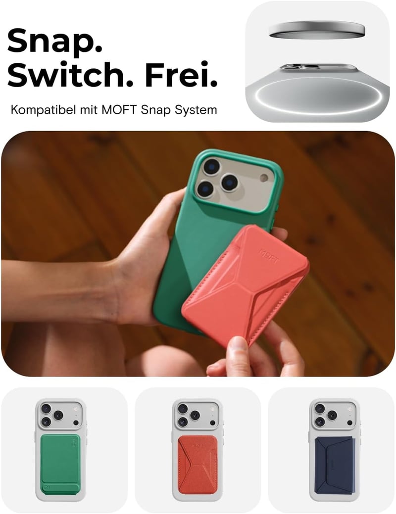 MOFT MOVAS iPhone 17 Pro Max mágneses tok, vegán bőr, puha tapintás, foltálló