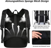 MoFut 17 Hüvelykes Laptop Hátizsák Nagyméretű Utazási Táska Több Zsebbel Fekete 3