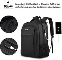 MoFut 17 Hüvelykes Laptop Hátizsák Nagyméretű Utazási Táska Több Zsebbel Fekete 2
