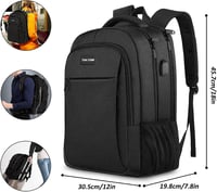 MoFut 17 Hüvelykes Laptop Hátizsák Nagyméretű Utazási Táska Több Zsebbel Fekete 4