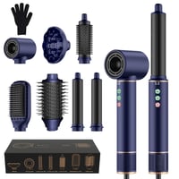 MogaWave Air Styler 7 v 1, sušič vlasov a kulma, 1300 W, 110 000 ot./min, s difuzérom, okrúhlou kefou, teplovzdušnou kefou a kulmou na vlasy 1