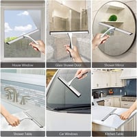 Racletă de duș din oțel inoxidabil Mogfing 25 cm, cu 2 lame de rezervă și suport, pentru curățarea geamurilor din baie, a oglinzilor și a faianței, curățare fără urme 6