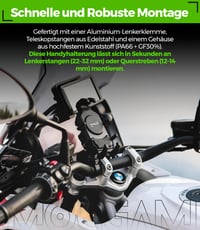 Suport telefon pentru motocicletă MOGGAM Trail Lock cu amortizare a vibrațiilor, pentru telefoane de 5,4-7,2 inchi - negru 2
