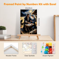 Set Pictură pe Numere MOGTAA Isus cu Ramă și Șevalet din Lemn, Pictură în Ulei DIY de Paște pe Pânză, Set de Vopsele Acrilice pentru Decor Acasă, 20x30 cm 2