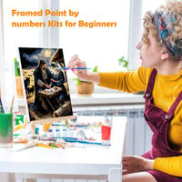 Set Pictură pe Numere MOGTAA Isus cu Ramă și Șevalet din Lemn, Pictură în Ulei DIY de Paște pe Pânză, Set de Vopsele Acrilice pentru Decor Acasă, 20x30 cm 4