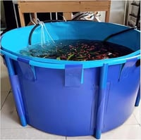 MOGUOBIN Kék összecsukható haltó vászon kerettel pontyoknak, koi és halaknak, extra nagy 150 x 80 cm, víztároló medence, garnéla és hidropon 5