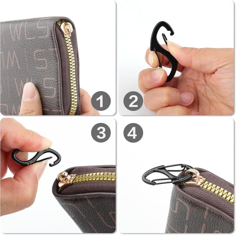 Moguri 10 db Fekete S-alakú Dupla Fejű Karabiner Horog 3 mm - Mini Karabinerek Kulcstartókhoz, Hátizsákokhoz és Kültéri Felszerelésekhez - C