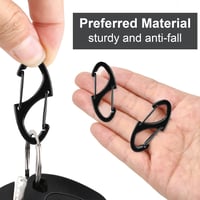 Moguri 10 db Fekete S-alakú Dupla Fejű Karabiner Horog 3 mm - Mini Karabinerek Kulcstartókhoz, Hátizsákokhoz és Kültéri Felszerelésekhez - C 4