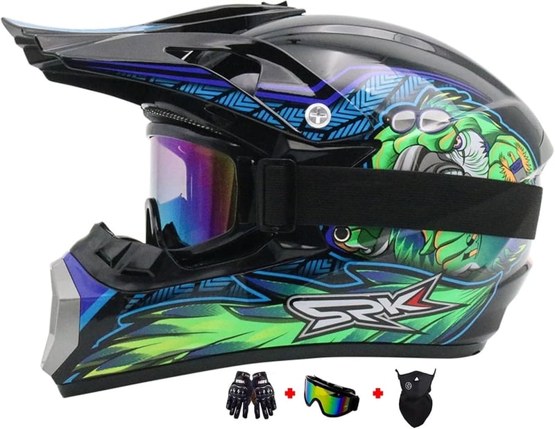 MoHelmHui Motocross Fullface Sisak Gyerek Kesztyű Maszk Szemüveg Szett