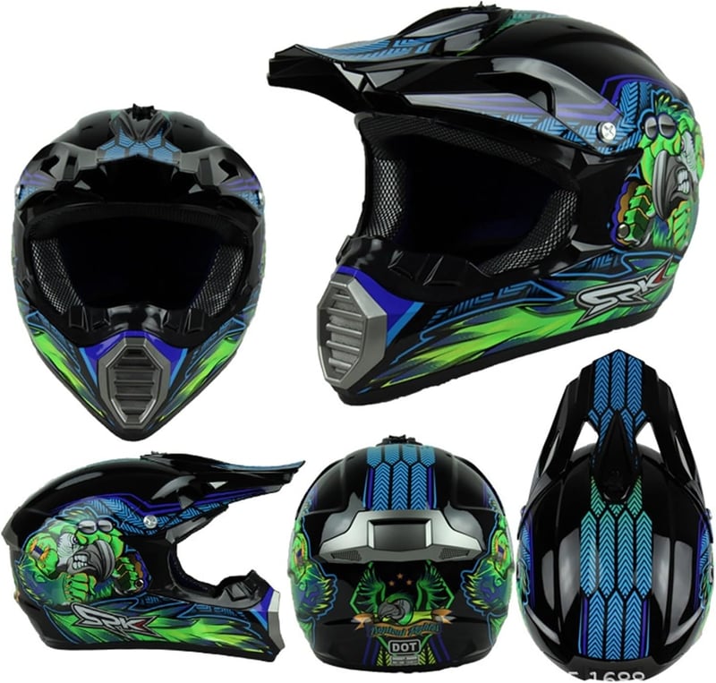 MoHelmHui Motocross Fullface Sisak Gyerek Kesztyű Maszk Szemüveg Szett