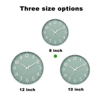 Moiubik 20 cm tiché nástenné hodiny bez tikania, moderné batériové hodiny do obývačky, spálne, kuchyne, kancelárie, zeleno-biele 2