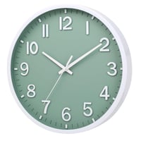 Moiubik 20 cm tiché nástenné hodiny bez tikania, moderné batériové hodiny do obývačky, spálne, kuchyne, kancelárie, zeleno-biele 3