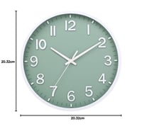 Moiubik 20 cm tiché nástenné hodiny bez tikania, moderné batériové hodiny do obývačky, spálne, kuchyne, kancelárie, zeleno-biele 8