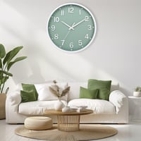 Moiubik 20 cm tiché nástenné hodiny bez tikania, moderné batériové hodiny do obývačky, spálne, kuchyne, kancelárie, zeleno-biele 5