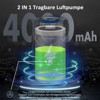 Mojimdo Hordozható Elektromos Pumpa 4000 mAh Akkumulátorral - 300 L/perc Kompakt Légpumpa 4 Fúvókával Matrachoz, Kempinghez, Úszógumihoz 4