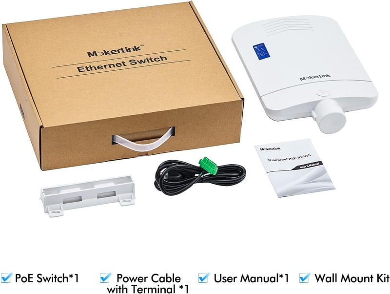 MokerLink 10 portos Gigabit PoE hálózati kapcsoló, IP65 időjárásálló, 96W