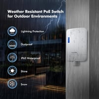 MokerLink 10 portos Gigabit PoE hálózati kapcsoló, IP65 időjárásálló, 96W 5