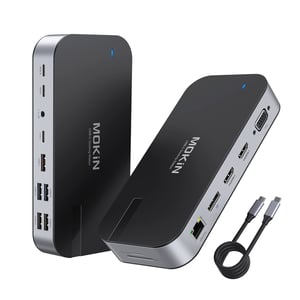 MOKiN 16-u-1 USB-C priključna stanica za prijenosna računala, za 2 monitora, višenamjensko čvorište (hub)