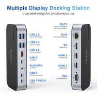 MOKiN 16-v-1 USB-C dokovacia stanica pre notebooky s podporou 2 monitorov, prenosný multifunkčný rozbočovač (hub) 2