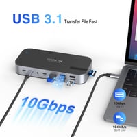 MOKiN 16-v-1 USB-C dokovacia stanica pre notebooky s podporou 2 monitorov, prenosný multifunkčný rozbočovač (hub) 5