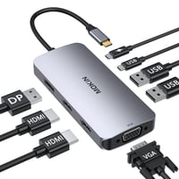Stație de andocare MOKiN pentru laptop, adaptor Hub USB-C 8 în 1 cu HDMI dual pentru 2 monitoare 1