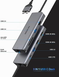 MOKiN 9 az 2-ben USB-C dokkoló MacBook Pro/Air-hez - dual HDMI, Ethernet, 100W PD 2