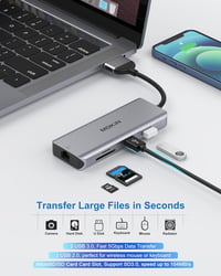 MOKiN 9 az 2-ben USB-C dokkoló MacBook Pro/Air-hez - dual HDMI, Ethernet, 100W PD 8