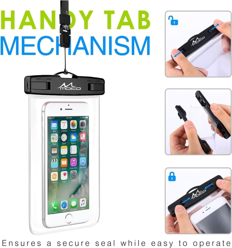MoKo 2db Vízálló Mobiltelefon Tok iPhone 13/12/11, Samsung Galaxy S22/S21, Huawei P50, Xiaomi 12/11 Készülékekhez - Fekete