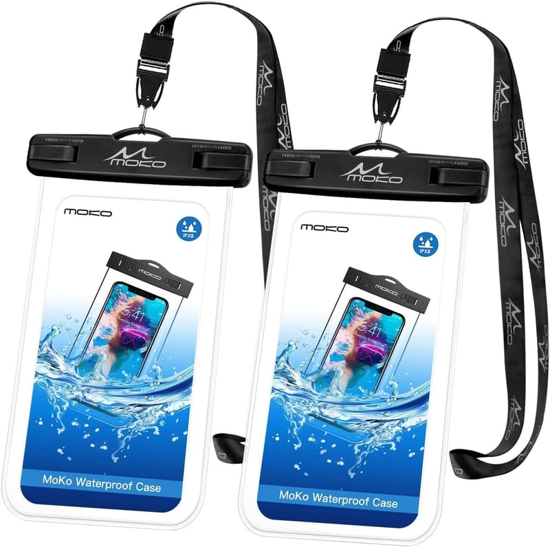 MoKo 2db Vízálló Mobiltelefon Tok iPhone 13/12/11, Samsung Galaxy S22/S21, Huawei P50, Xiaomi 12/11 Készülékekhez - Fekete