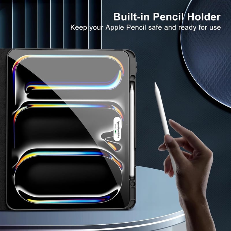 MoKo Billentyűzetes Tok iPad Pro 13 Hüvelyk 2024/2025 Vezeték Nélküli Billentyűzet Ceruza Tartó Trackpad 7 Színű Háttérvilágítás Fekete