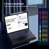 MoKo Billentyűzetes Tok iPad Pro 13 Hüvelyk 2024/2025 Vezeték Nélküli Billentyűzet Ceruza Tartó Trackpad 7 Színű Háttérvilágítás Fekete 4