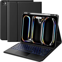 MoKo Billentyűzetes Tok iPad Pro 13 Hüvelyk 2024/2025 Vezeték Nélküli Billentyűzet Ceruza Tartó Trackpad 7 Színű Háttérvilágítás Fekete 1