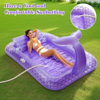 Saltea gonflabilă pentru piscină MoKo, 210x128 cm, Model Frunze Albastre, cu suport pentru băuturi, pentru petreceri în grădină și relaxare pe plajă 3