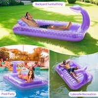 Saltea gonflabilă pentru piscină MoKo, 210x128 cm, Model Frunze Albastre, cu suport pentru băuturi, pentru petreceri în grădină și relaxare pe plajă 7