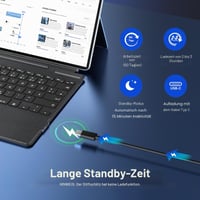 Francúzska Bluetooth klávesnica MoKo s touchpadom pre tablet Microsoft Surface Pro 11/10/9/8/X, rozloženie AZERTY, s držiakom na pero, nabíjateľná, sivá 5