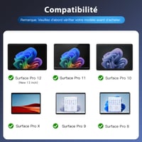 Francúzska Bluetooth klávesnica MoKo s touchpadom pre tablet Microsoft Surface Pro 11/10/9/8/X, rozloženie AZERTY, s držiakom na pero, nabíjateľná, sivá 2