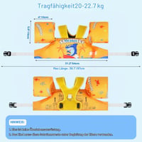Detská plavecká vesta MoKo so vzorom žraloka, žltá, 9 – 23 kg, alternatíva k plaveckým rukávom, na bezpečné plávanie 4
