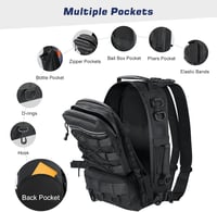 Rucsac de pescuit MoKo cu suport pentru lansetă, impermeabil - negru - 35x25x16 cm 3