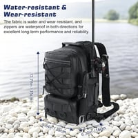 Rucsac de pescuit MoKo cu suport pentru lansetă, impermeabil - negru - 35x25x16 cm 4