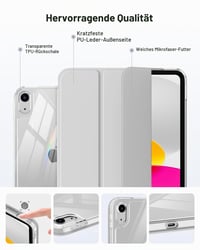 Puzdro MoKo pre iPad A16 / 11. generácie 11" (2025) a 10. generácie 10,9" (2022) – strieborné, s držiakom na pero na ľavej strane, priehľadnou TPU zadnou časťou, trojdielne 6