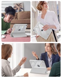 Puzdro MoKo pre iPad A16 / 11. generácie 11" (2025) a 10. generácie 10,9" (2022) – strieborné, s držiakom na pero na ľavej strane, priehľadnou TPU zadnou časťou, trojdielne 9