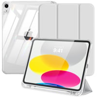 Puzdro MoKo pre iPad A16 / 11. generácie 11" (2025) a 10. generácie 10,9" (2022) – strieborné, s držiakom na pero na ľavej strane, priehľadnou TPU zadnou časťou, trojdielne 1