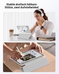 Puzdro MoKo pre iPad A16 / 11. generácie 11" (2025) a 10. generácie 10,9" (2022) – strieborné, s držiakom na pero na ľavej strane, priehľadnou TPU zadnou časťou, trojdielne 5