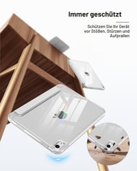 Puzdro MoKo pre iPad A16 / 11. generácie 11" (2025) a 10. generácie 10,9" (2022) – strieborné, s držiakom na pero na ľavej strane, priehľadnou TPU zadnou časťou, trojdielne 4