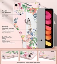 MoKo iPad Mini 7 (A17 Pro) 2024 / Mini 6 2021 tok, átlátszó TPU, illatos virág mintás 6